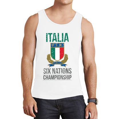 Italia Flag Logo Rugby Cup European Support World Six Nations Championship Tank Top