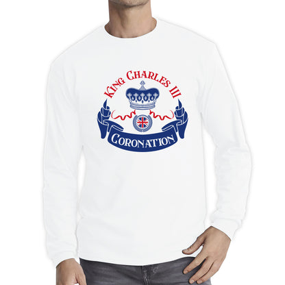 King Charles III Coronation Royal Crown CR III God Save The King Union Jack His Majesty Long Sleeve T Shirt