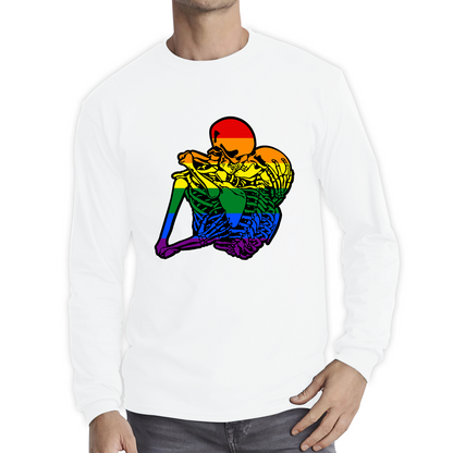 Kissing Skeletons Gay Pride LGBT Gay Skull Halloween LGBTQ+ Rainbow Pride Month Long Sleeve T Shirt