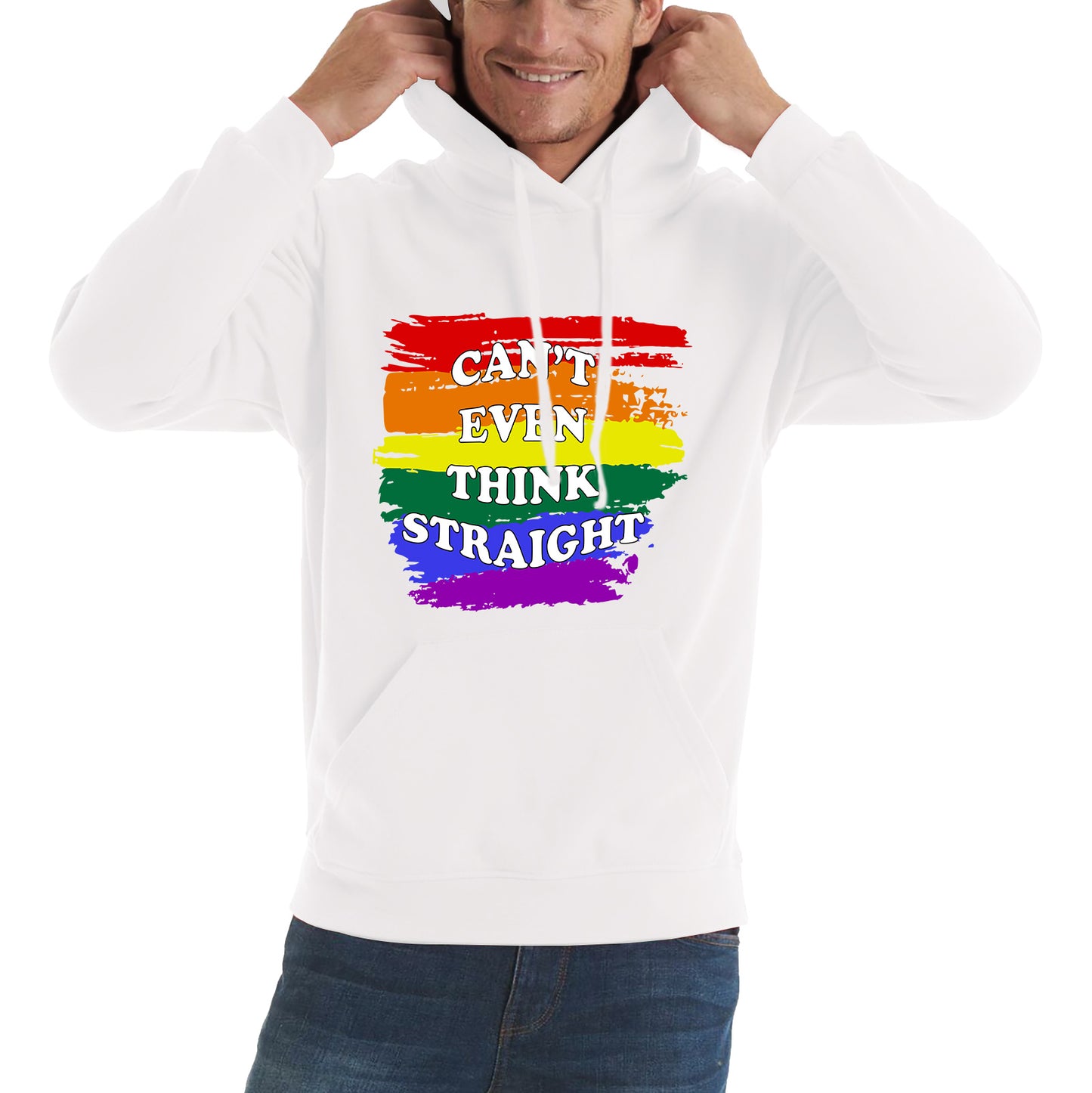 Can't Even Think Straight Pride LGBT Rainbow Colours Gay Lesbians Bisexual LGBTQ+ Pride Month Unisex Hoodie