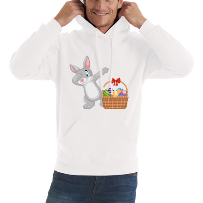 Dabbing Bunny With Eggs Basket Happy Easter Day Cute Rabbit Bunny Easter Day Unisex Hoodie