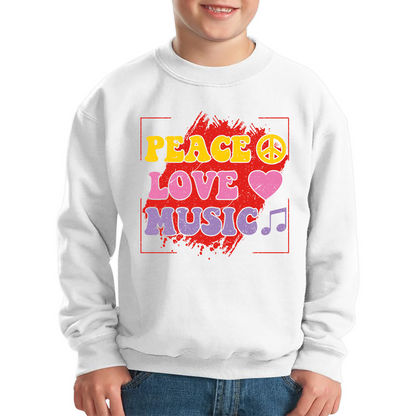 Peace Love Music Funny Music Lover Inspirational Motivational Music Festival Musician Kids Jumper