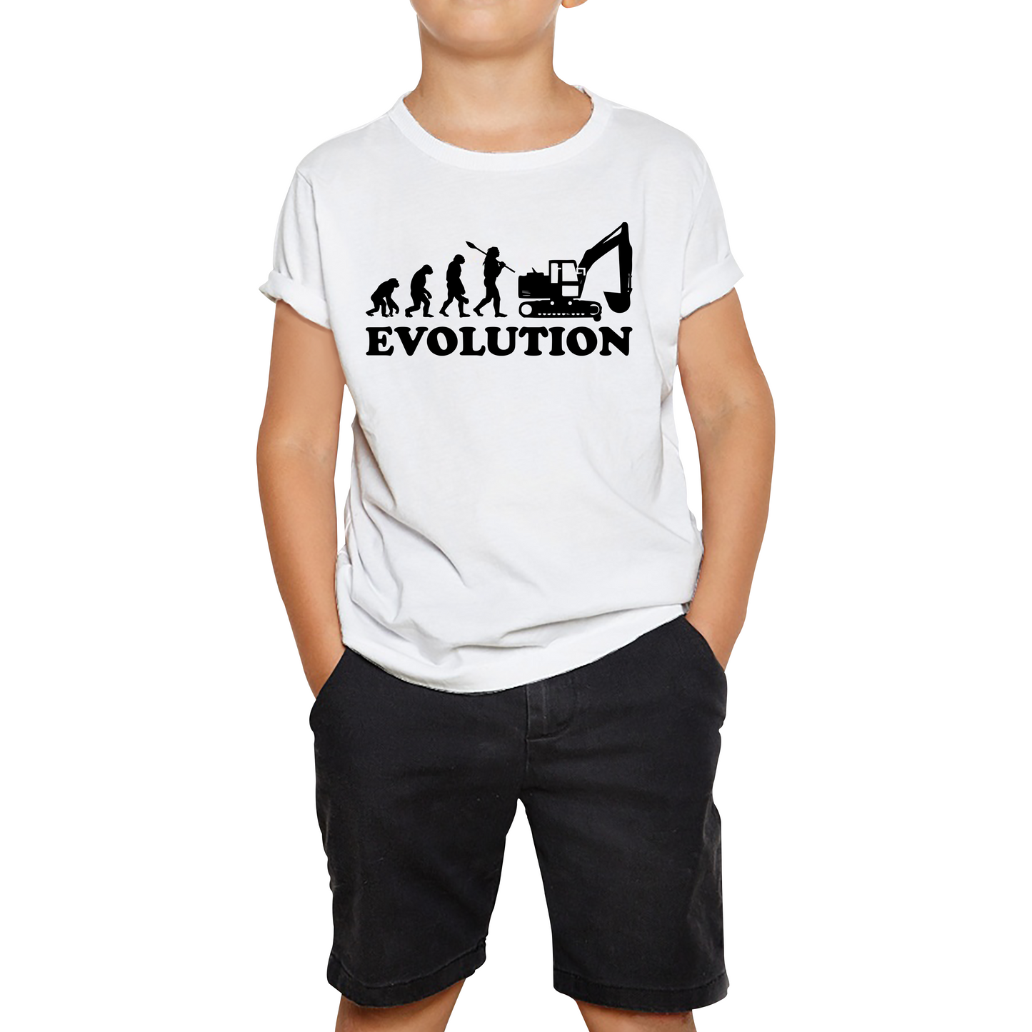 Evolution Of Excavator Operator Bulldozer Construction Digger Excavator Kids Tee