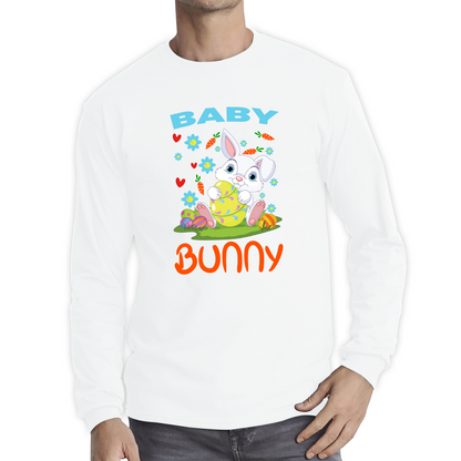 Baby Bunny Cute Little Bunny With Egg Happy Easter Day Long Sleeve T Shirt