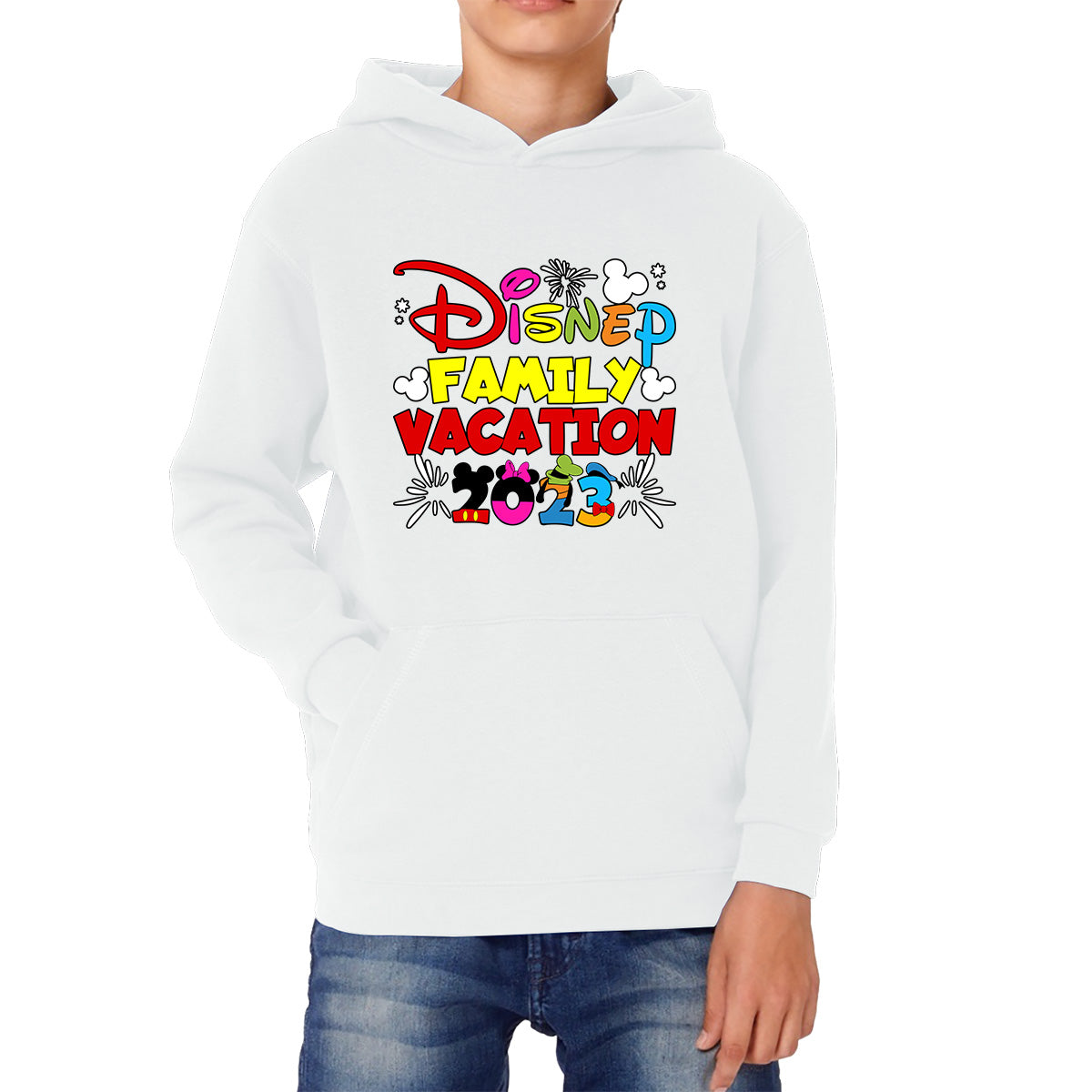 Disney Family Vacation 2023 Mickey Mouse Minnie Mouse Cartoon Disney Castle Disneyland Trip Kids Hoodie