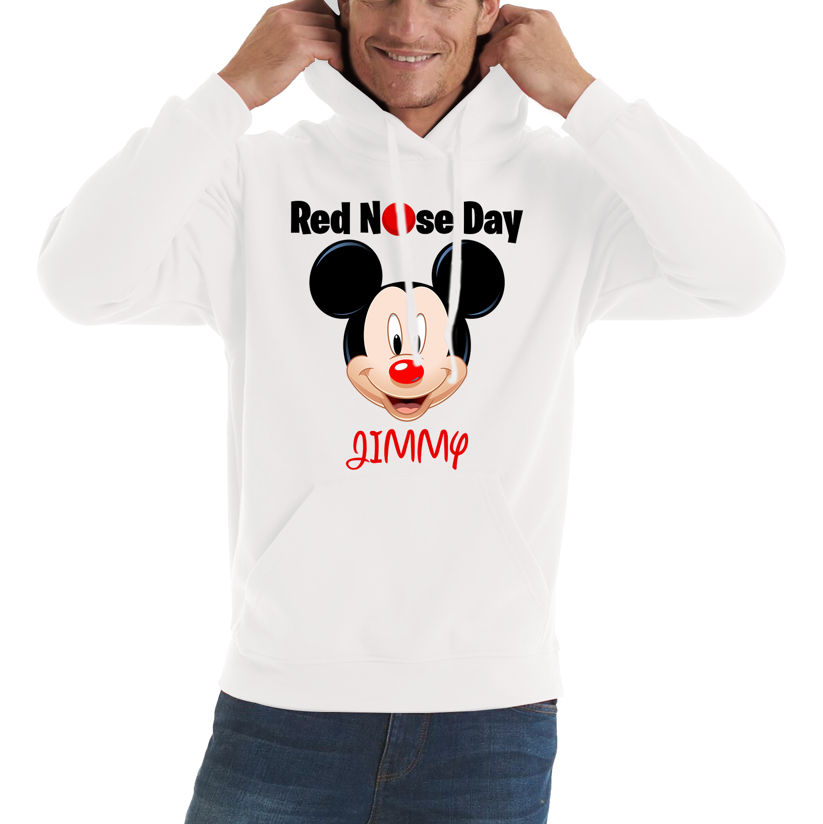 Personalised Mickey Mouse ( Name ) Red Nose Day Hoodie