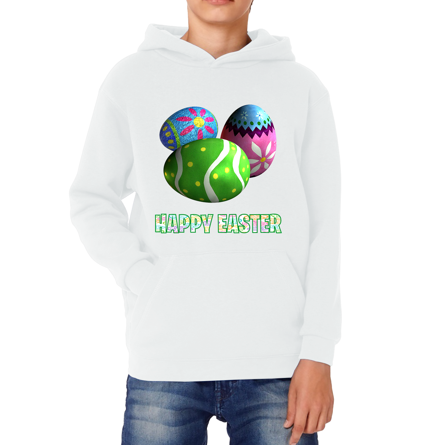 Happy Easter Bunny Colorful Egg Easter Bunny Egg Happy Easter Day Kids Hoodie