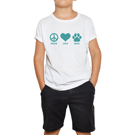 Peace Love Dogs Dog Paws Funny Dog Lovers Animal Pet Peace Logo Kids Tee