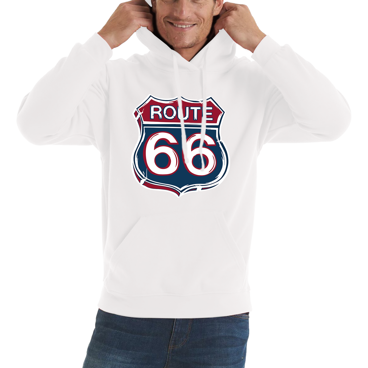 Route 66 Baseball Highway 66 US Biking Riding Highway Main Street of America Unisex Hoodie