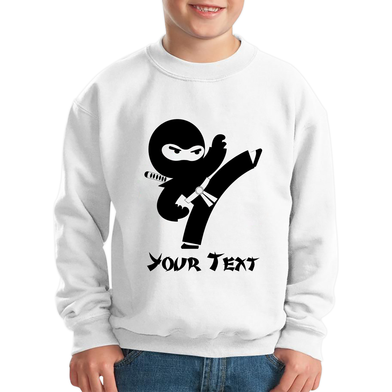 Personalised Ninja Your Name Retro Ninja Warrior Martial Arts Judo Karate Kids Jumper