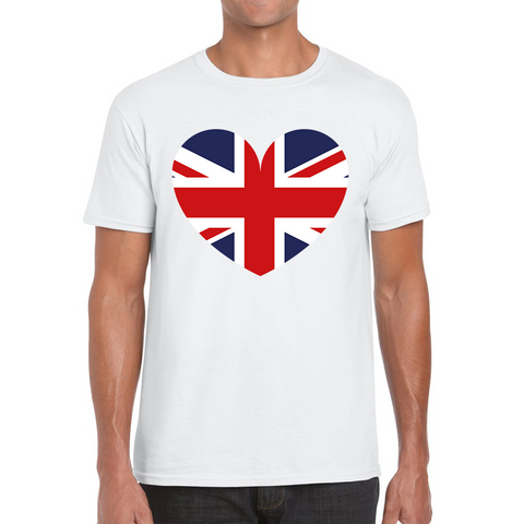 Uk Flag Heart Shape Battle Of Boyne's Queen Platinum Jubilee British Royal Mens Tee Top