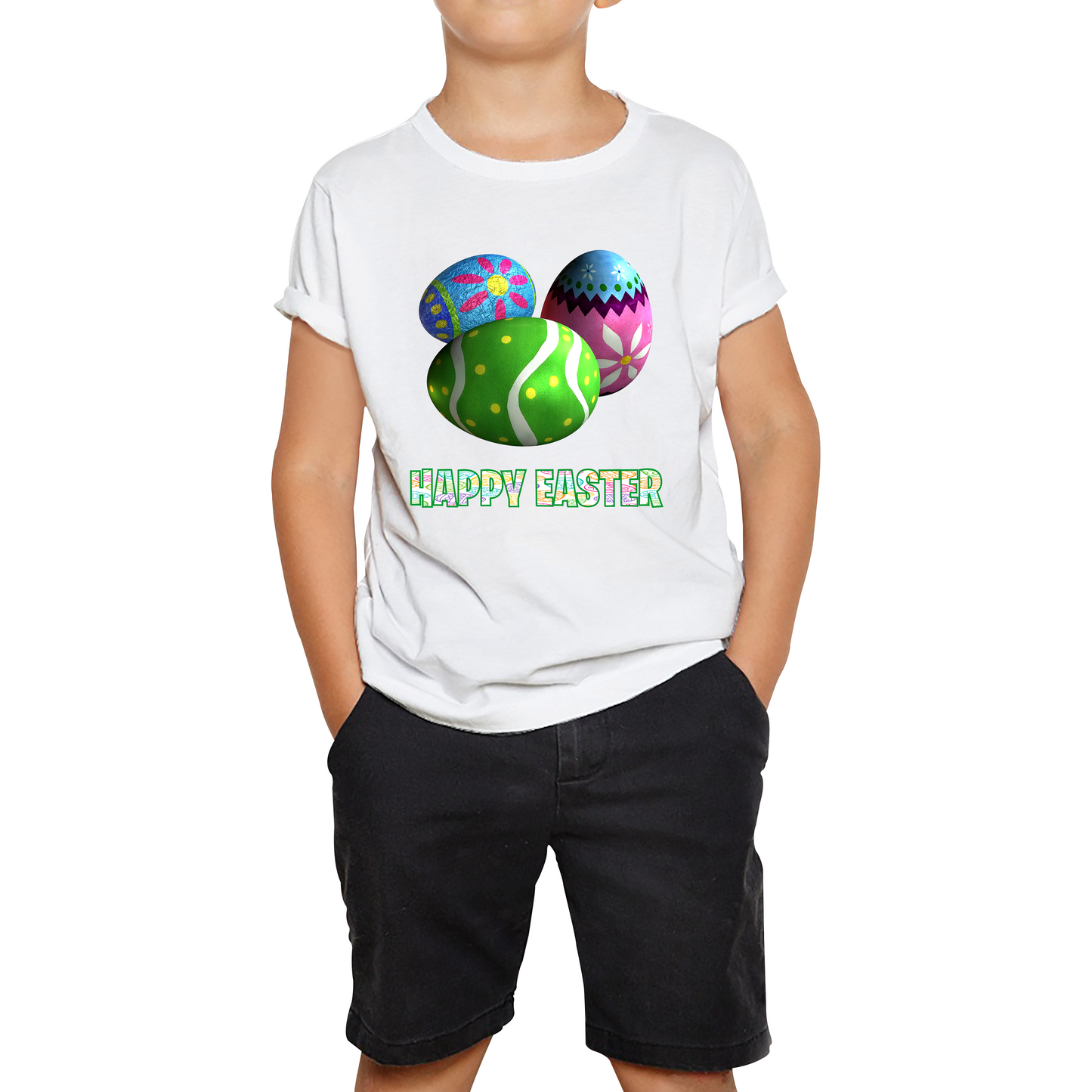 Happy Easter Bunny Colorful Egg Easter Bunny Egg Happy Easter Day Kids Tee